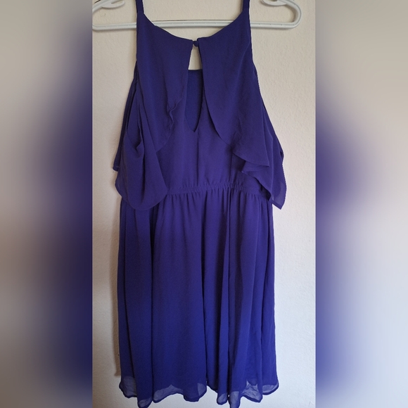 Blue/Purple Cold Shoulder Dress - Picture 2 of 5